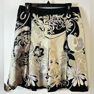 Ann Taylor Black and White A-Line Pleated Skirt